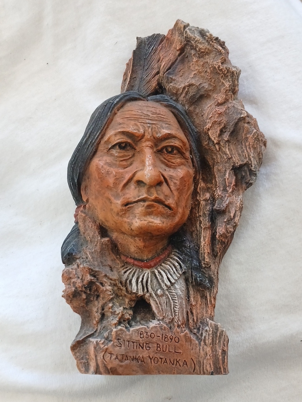 Handcrafted Brown Native Chief Wall Sculpture - Unbranded